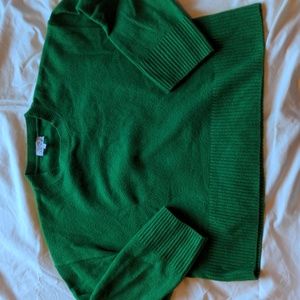 Green Cropped Length Crewneck Sweater